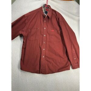 Workwear Mens Wolverine Canvas Flannel Lined Shirt L Brick Red